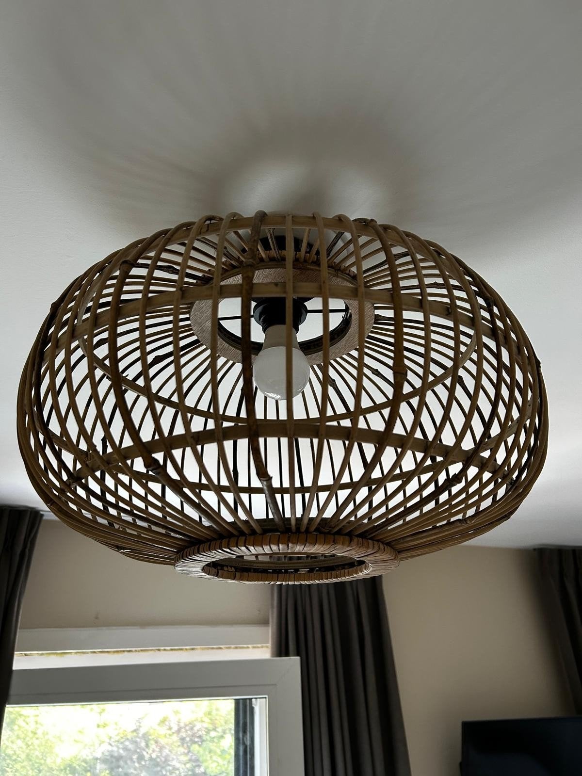 Plafondlamp Boreas rotan, Ophalen, Natuurlijk materiaal, E27 (groot), Bruin