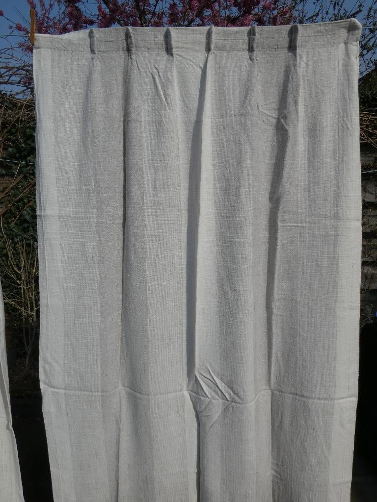 Beige/Ecru gordijn, maat 85 x 214 cm (bxh), Ophalen, Crème, Gebruikt, 200 cm of meer