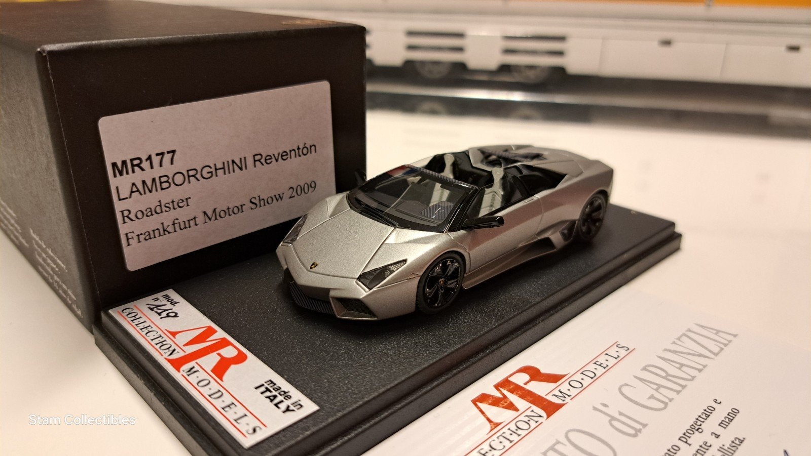 MR Collection MR177 Lamborghini Reventon Roadster Silver '09, Overige merken, Auto, Ophalen of Verzenden, Zo goed als nieuw