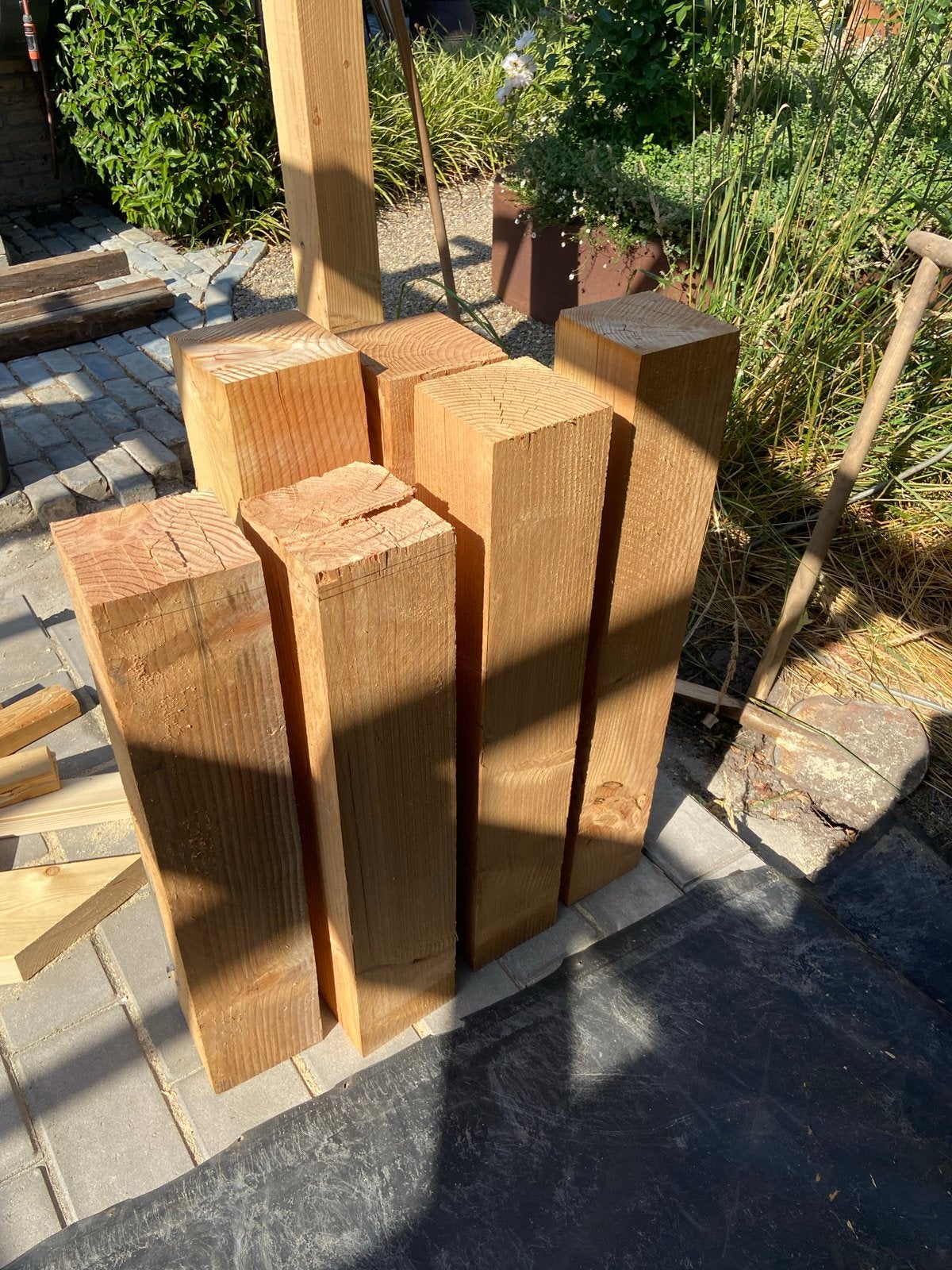 Douglas palen 15x15, restanten, Ophalen, Grenen, Nieuw, 50 mm of meer