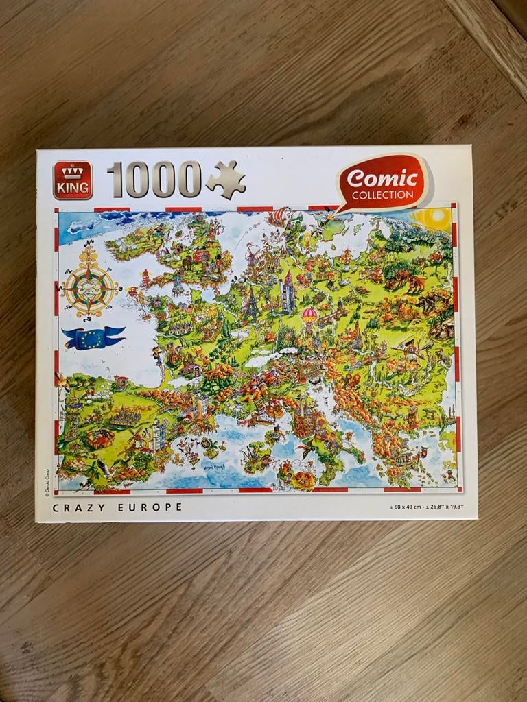 King Crazy Europe 1000 stukjes ruilen of bieden, Ophalen, 500 t/m 1500 stukjes, Gebruikt, Legpuzzel