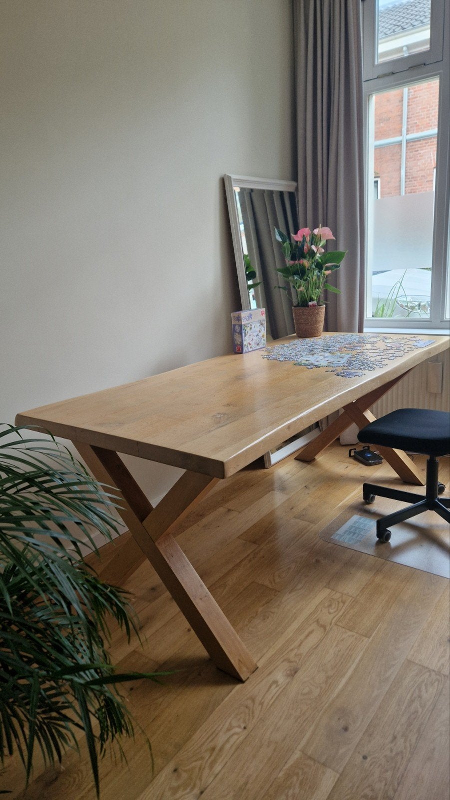prachtige boomstam eiken tafel 200x94, Ophalen, Eikenhout, 50 tot 100 cm, Rechthoekig