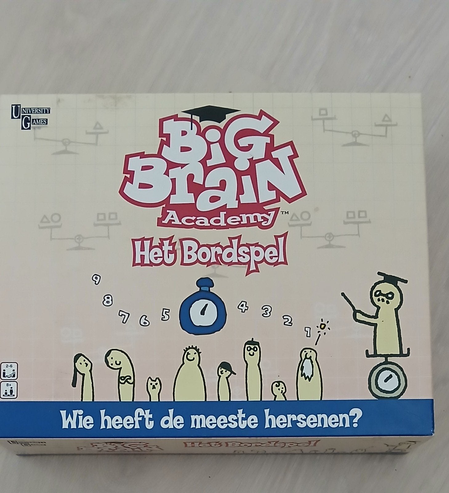 Big Brain Academy: Het Bordspel - Test je hersenen!, Drie of vier spelers, Ophalen of Verzenden, Gebruikt, University Games