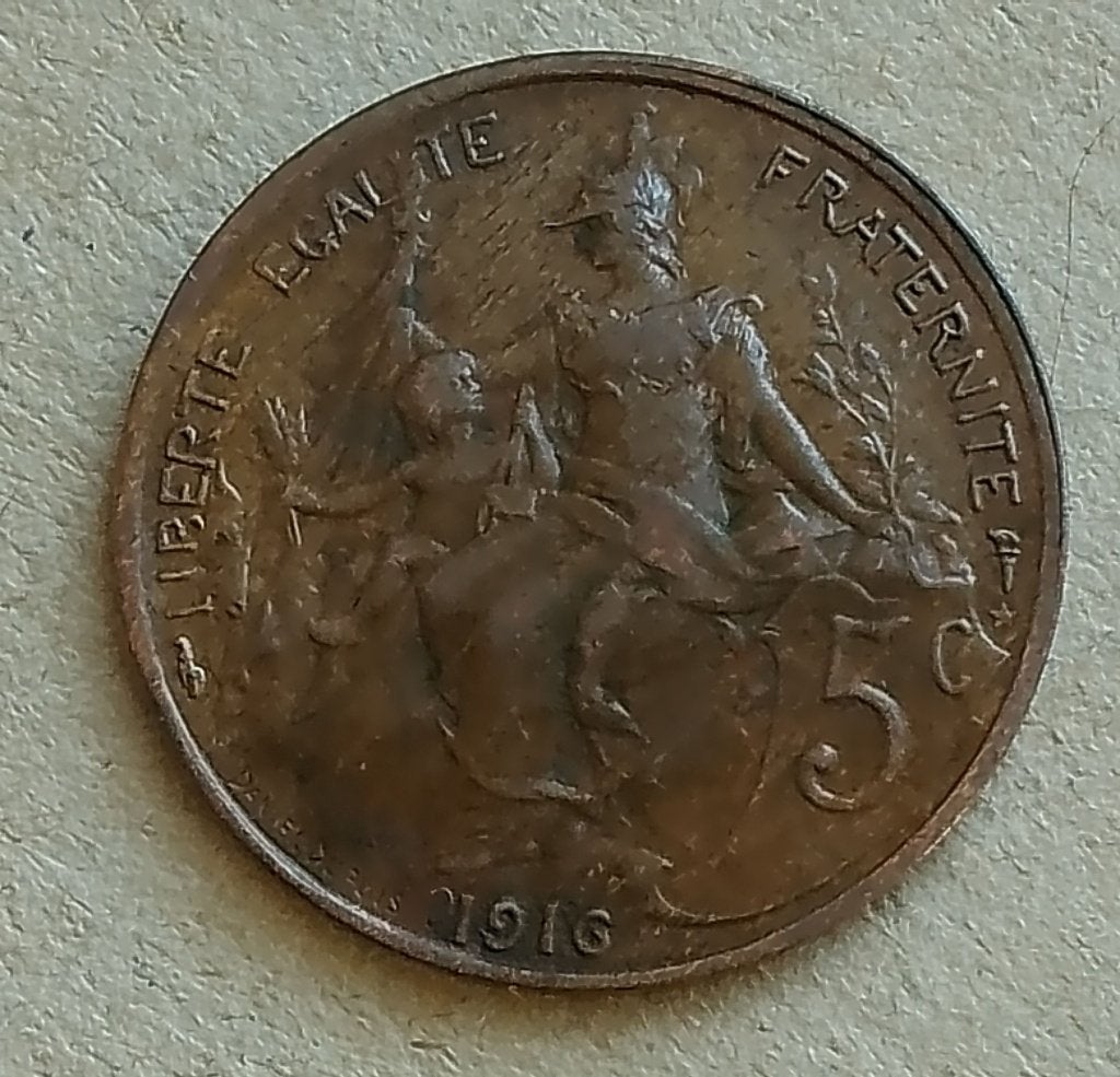 Frankrijk, 5 centimes 1916, Ophalen of Verzenden, Frankrijk, Losse munt