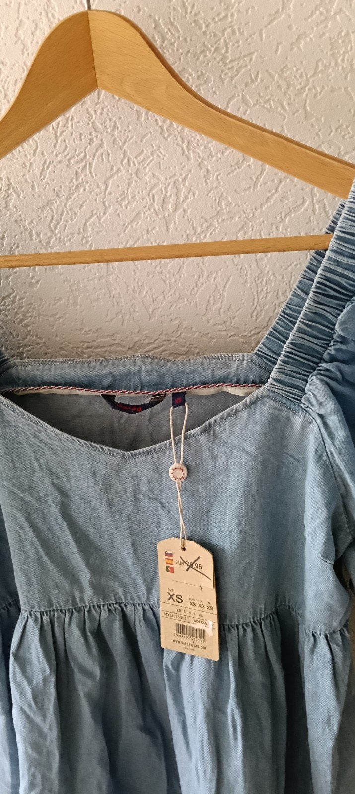 Gloednieuwe Salsa denim jurk met pofmouwen - Maat XS, Blauw, Ophalen of Verzenden, Maat 34 (XS) of kleiner, Salsa