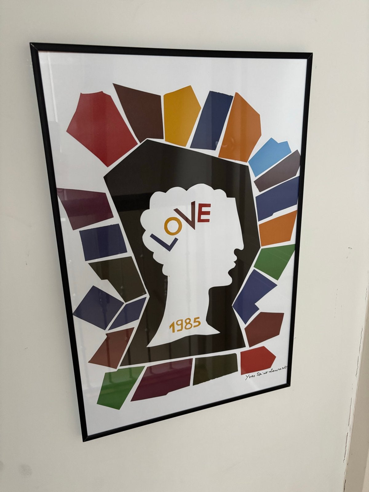 Yves Saint Laurent LOVE poster 1985 ingelijst, Ophalen, Oorspronkelijke maker, Zo goed als nieuw, Foto of Poster