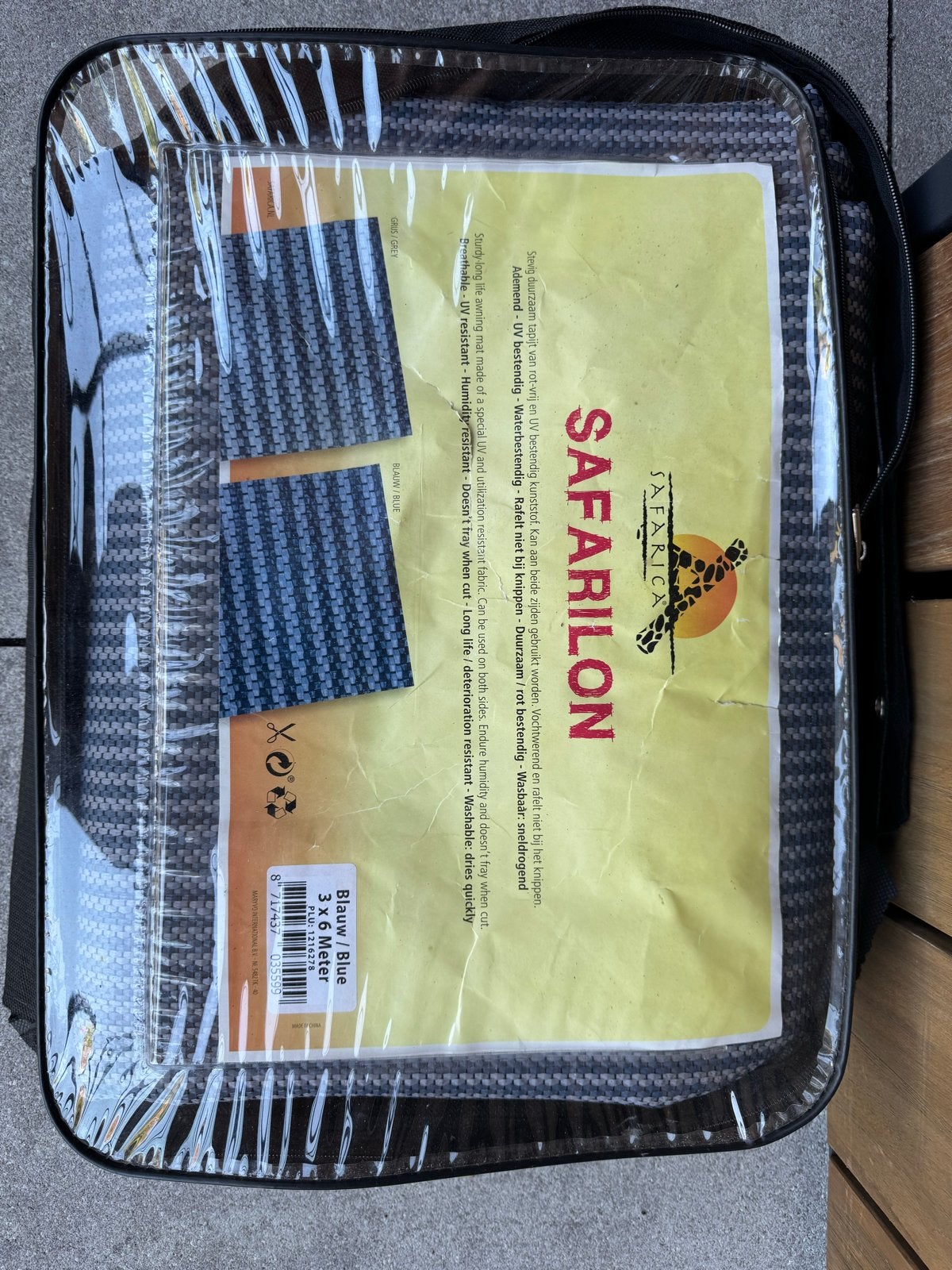 Safafilon Buitentapijt 3x6m Blauw/Grijs - gebruikt, Ophalen, Gebruikt