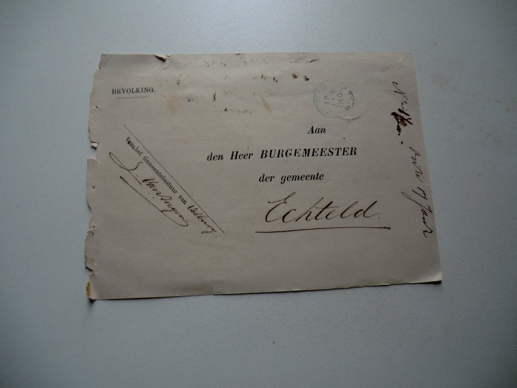 Echteld,Valburg,Herveld,Zetten,Ijzendoorn,Burgemeester,, Ophalen of Verzenden, Voor 1920, Gelopen, Gelderland