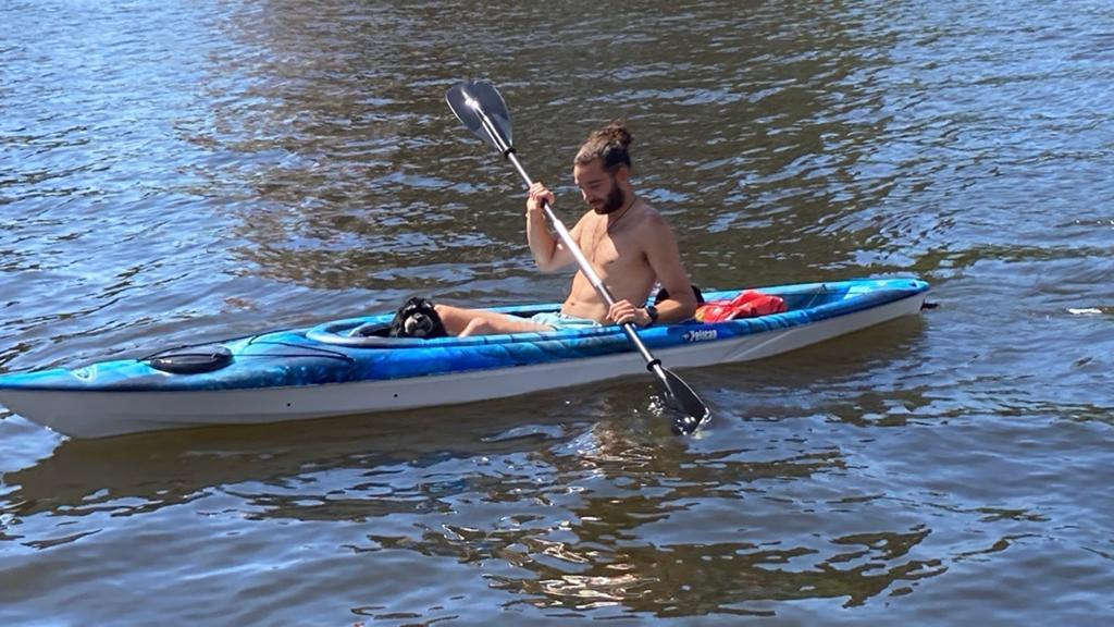 Kajak / kayak inclusief peddel, kajak kar en dakdrager, Watersport en Boten, Ophalen of Verzenden, 1-persoons