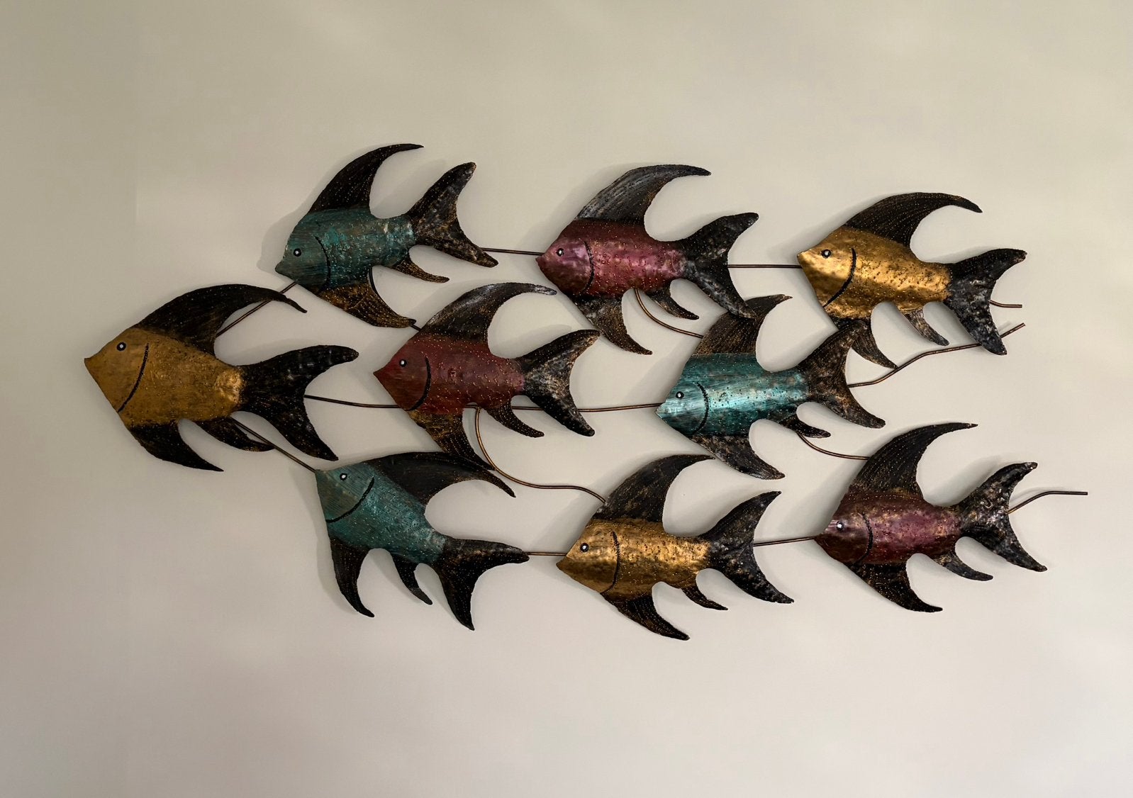 Brocante Vissen zeer groot Wand Ornament Ijzer, Antiek en Kunst, Ophalen