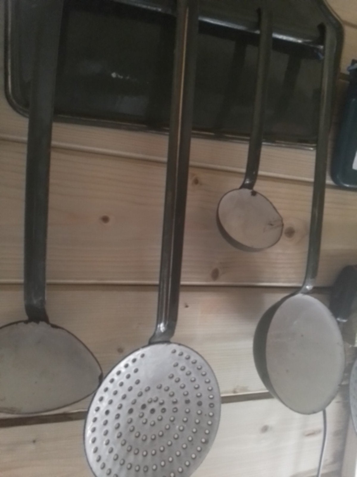 Groen Emaille Lepelrek met 4 Lepels, Ophalen of Verzenden