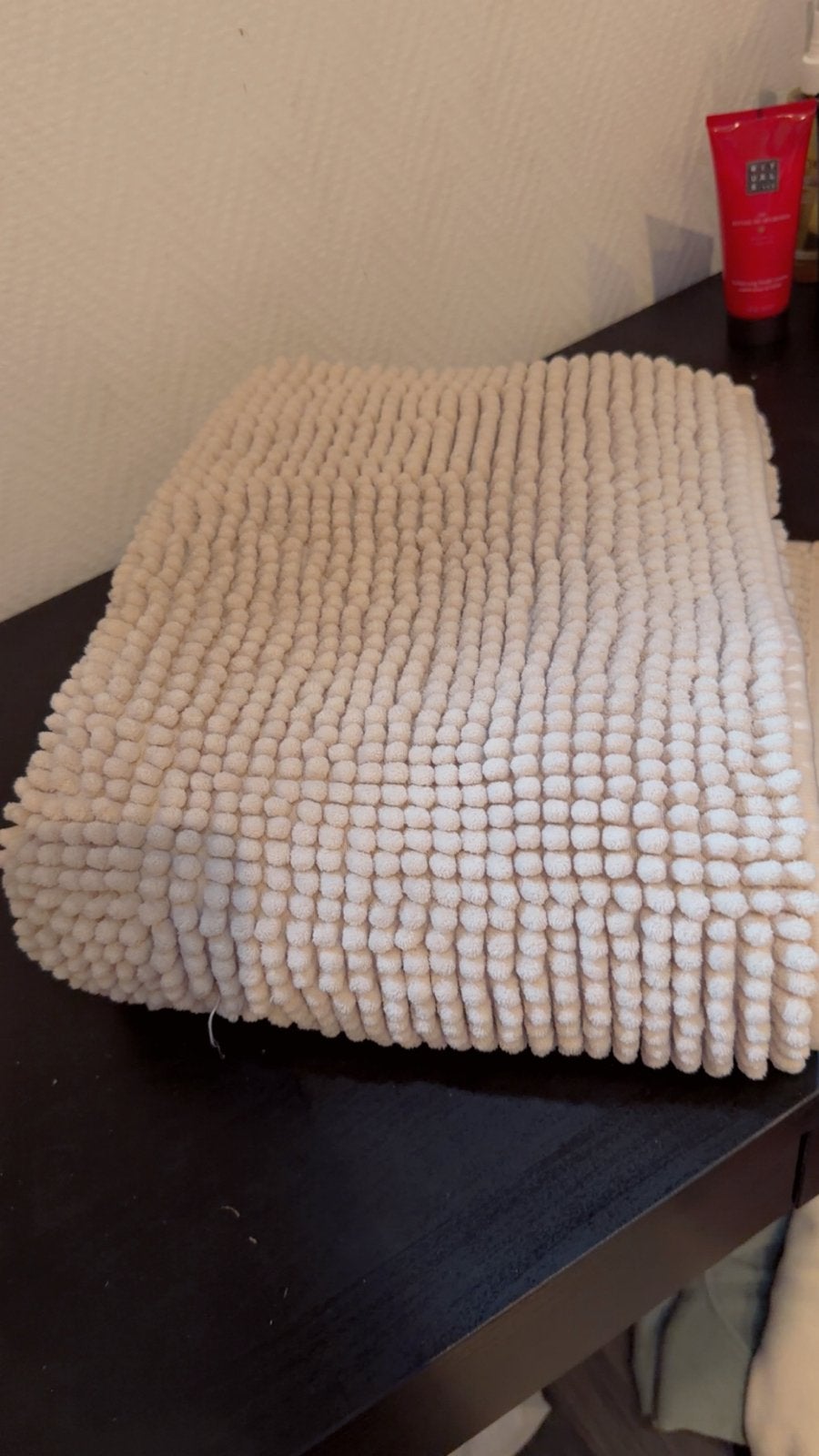Zachte beige douchemat voor badkamer, Ophalen of Verzenden, Gebruikt, Beige, Badmat