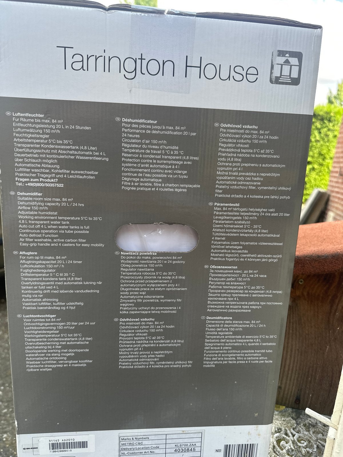 Tarrington House Luchtontvochtiger AD2010 - Nieuw in doos, Ophalen of Verzenden, Nieuw, Luchtontvochter