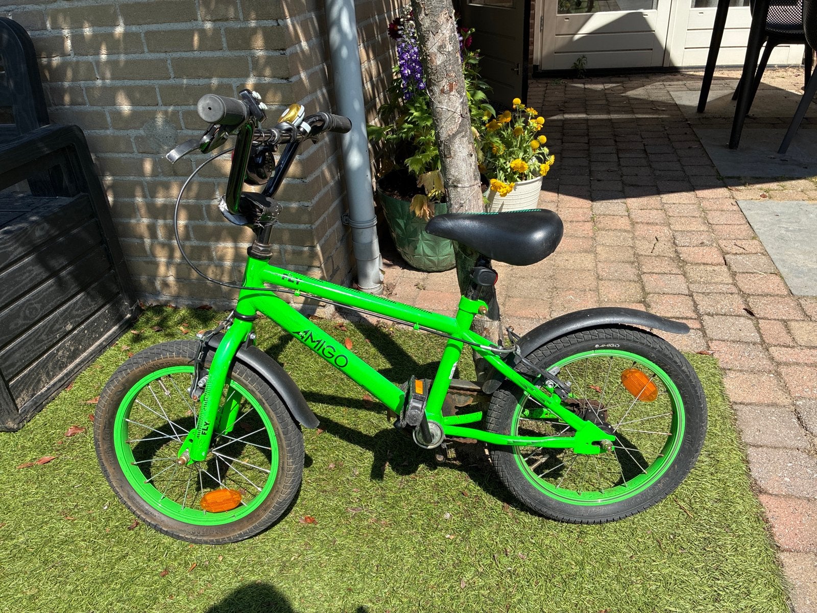 Amigo 16 inch kinderfiets - Groen, Ophalen, Gebruikt, Velgrem, 16 tot 20 inch