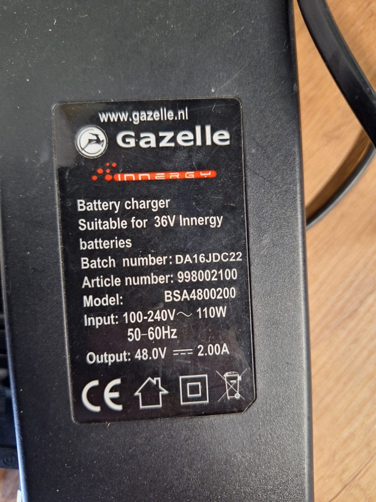 Gazelle Innergy Acculader 36V - BSA4800200, Ophalen, Gebruikt
