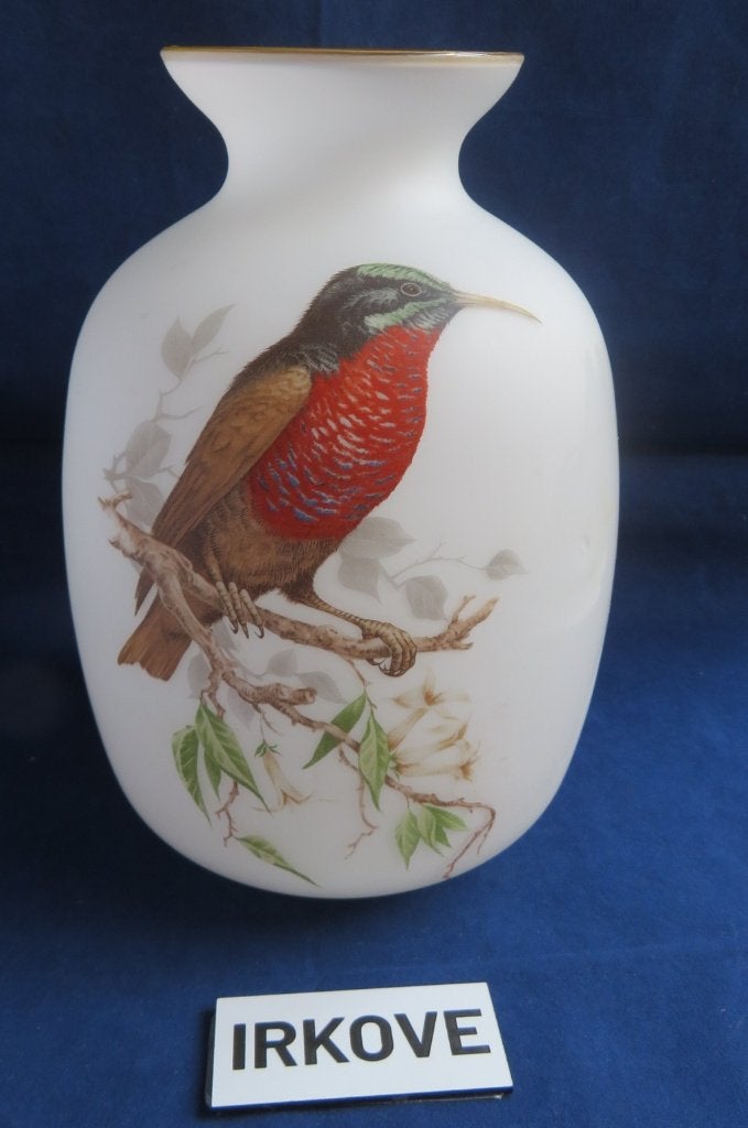 OPALINE GLAS VAAS * Met Vogel *, Verzenden
