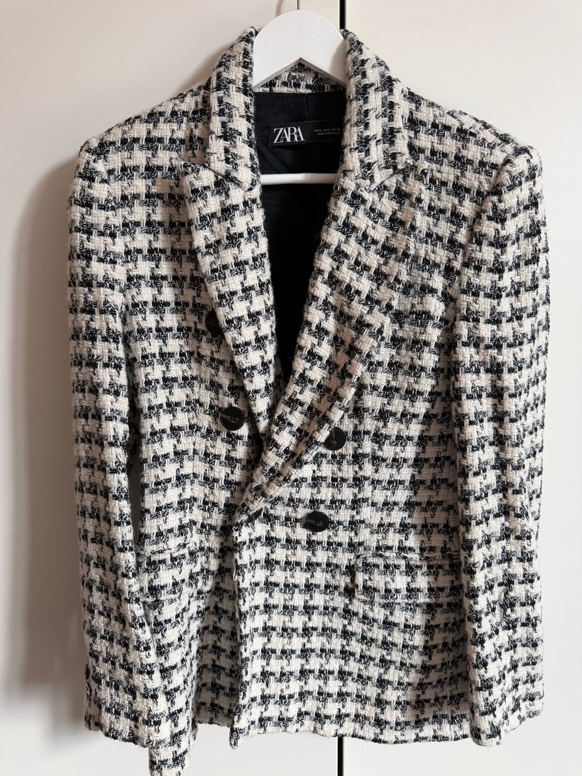 Zara Tweed Jasje Zwart Wit Maat S, Zwart, Ophalen of Verzenden, Zo goed als nieuw, Jasje