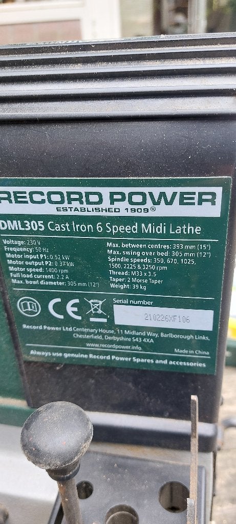 houtdraaibank RecordPower DML305, Ophalen, Zo goed als nieuw