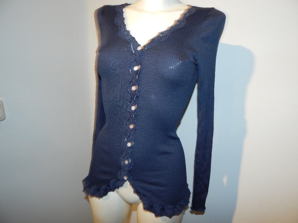 Rosemunde vest koel blauw sierlijke kant zijde katoen XXL, Kleding | Dames, Maat 46/48 (XL) of groter, Nieuw, Rosemunde, Verzenden