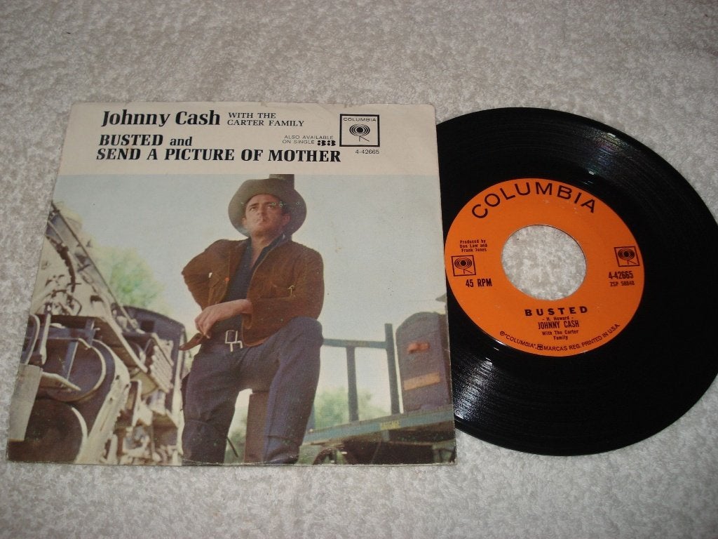 Johnny Cash    Busted     Usa   Orgineel, Cd's en Dvd's, Vinyl Singles, Zo goed als nieuw, Country en Western, Fotohoes, Originele persing