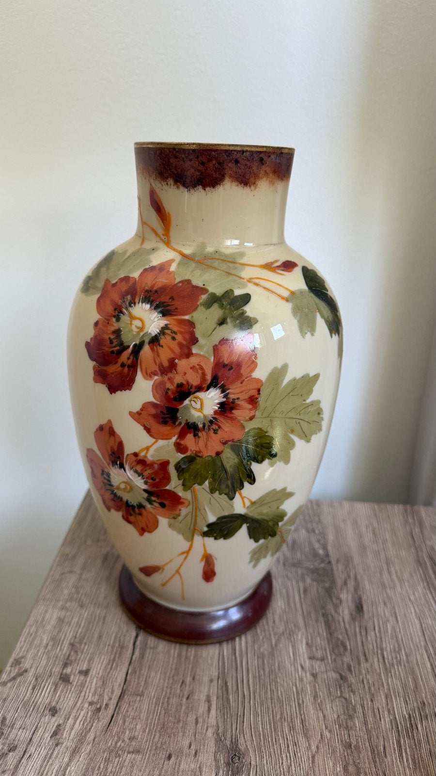 Vintage vaas met handgeschilderde bloemen, Antiek en Kunst, Ophalen
