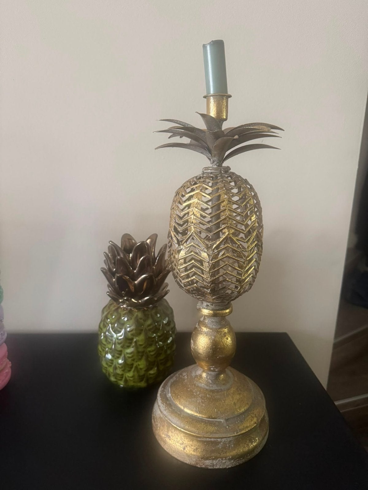 Ananas kandelaars set - Goud en Keramiek, Ophalen of Verzenden, Goud