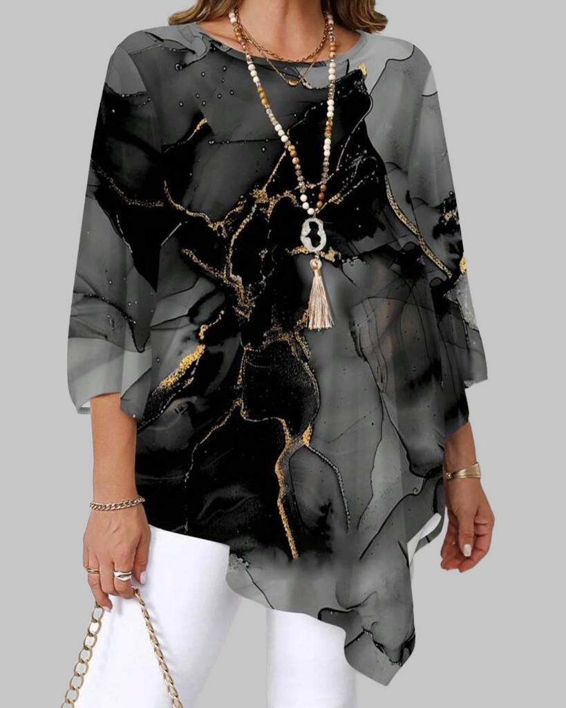 Stijlvolle Dames Tuniek met Abstracte Print (44-54), Kleding | Dames, Grote Maten, Nieuw, Blouse of Tuniek, Zwart, Verzenden