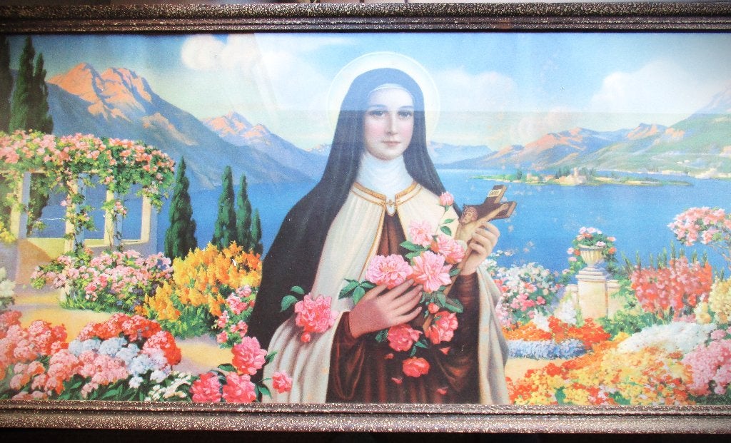 Theresia van Lisieux~Heilige Theresia~Prent in lijst~Oude, Ophalen, Gebruikt, Overige typen, Christendom | Katholiek