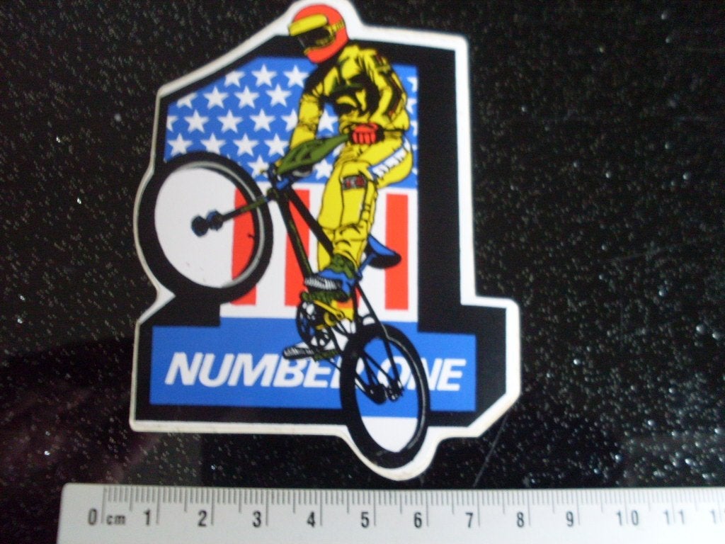 sticker bmx fietscross number one usa vs nummer 1 één, Verzenden, Zo goed als nieuw, Sport