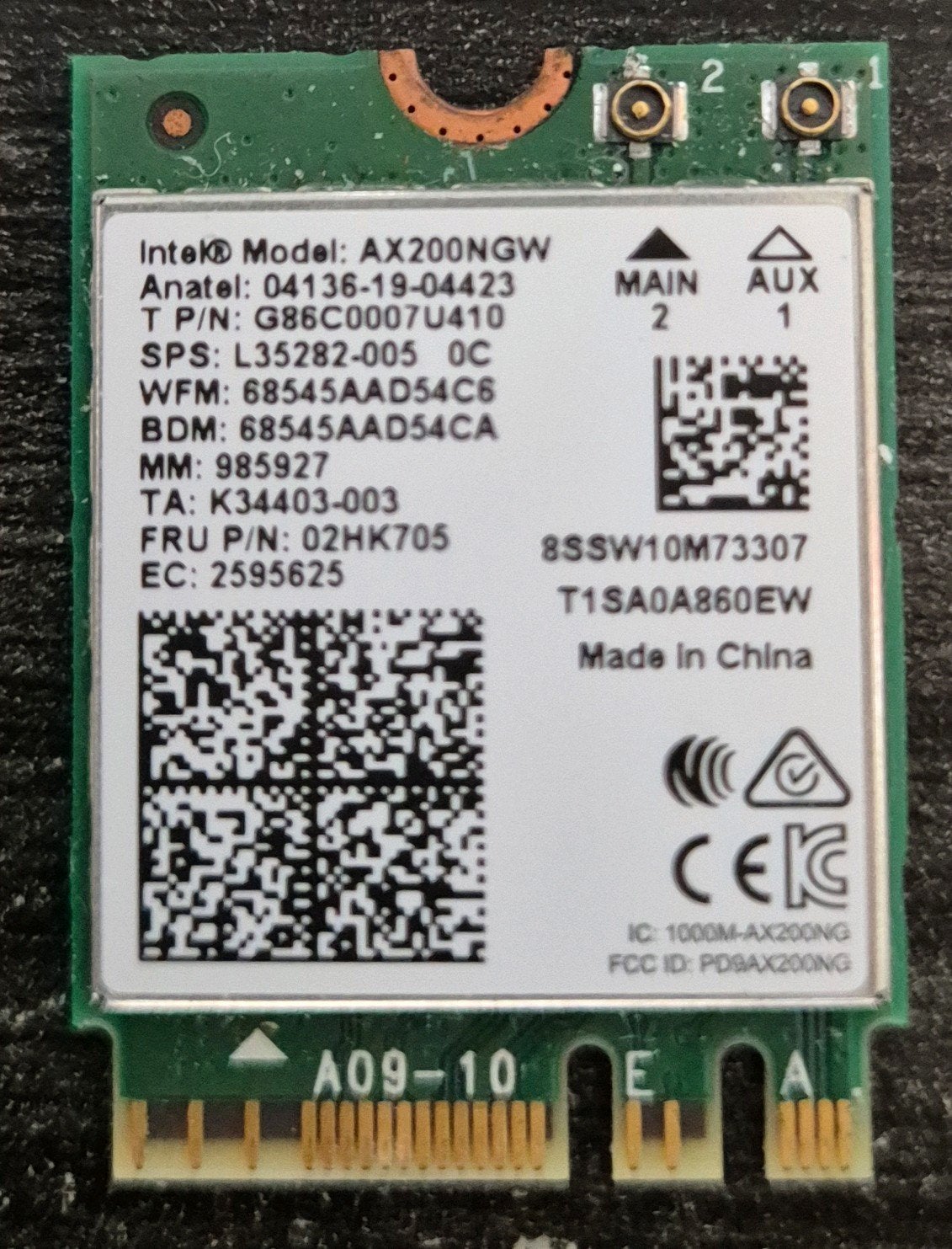 Intel AX200NGW Wi-Fi 6 Bluetooth 5.2 M.2 NGFF kaart, Ophalen of Verzenden, Nieuw