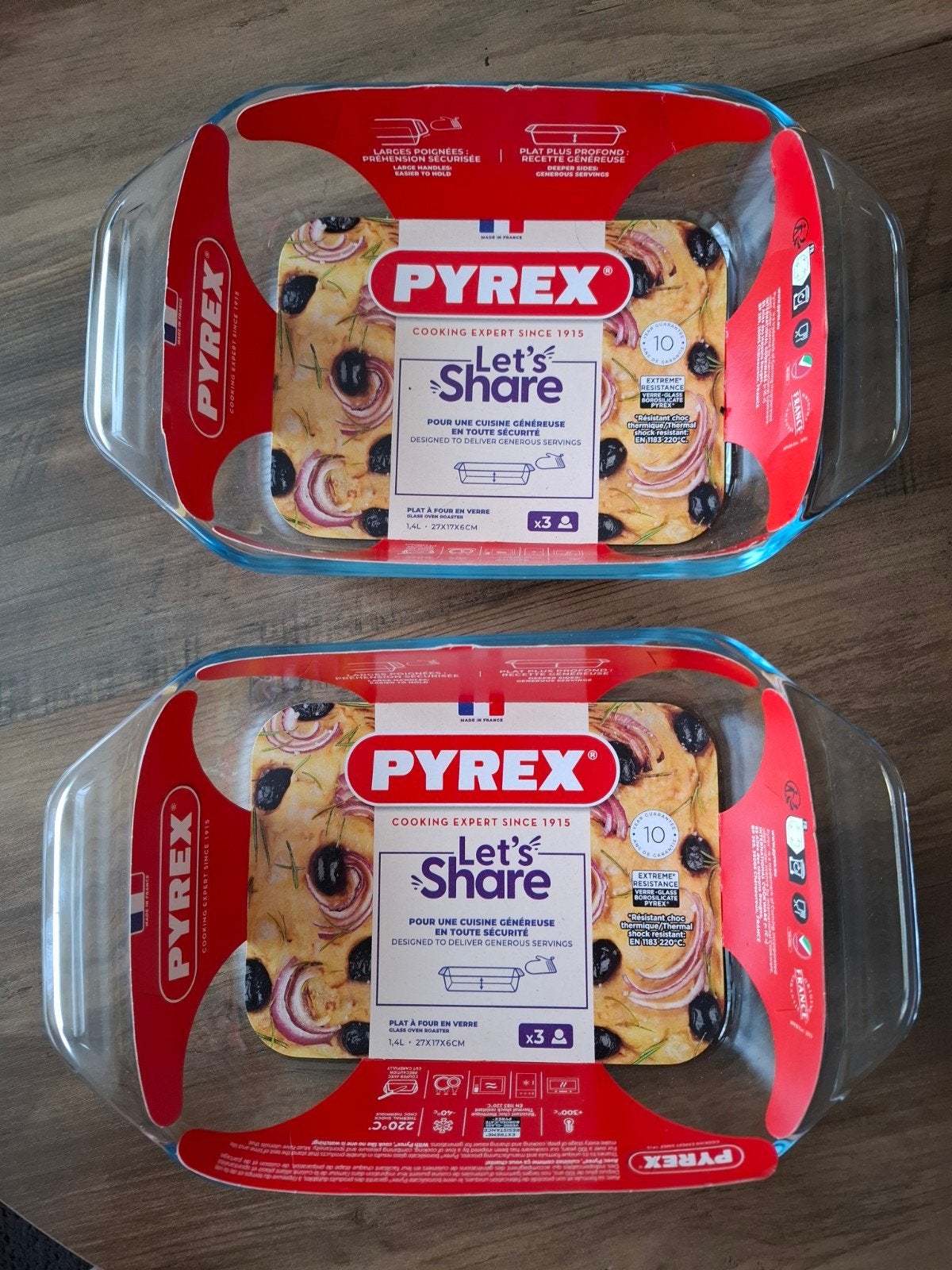 Pyrex Ovenschaal - 2 stuks - Glas - 1.4L, Vaatwasserbestendig, Overige typen, Nieuw, Ophalen of Verzenden