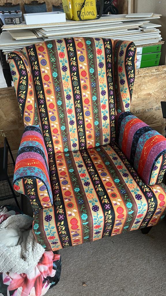 Kleurrijke fauteuil / oorfauteuil – heerlijke stoel, Ophalen, Stof, Bohemian ibiza, 75 tot 100 cm