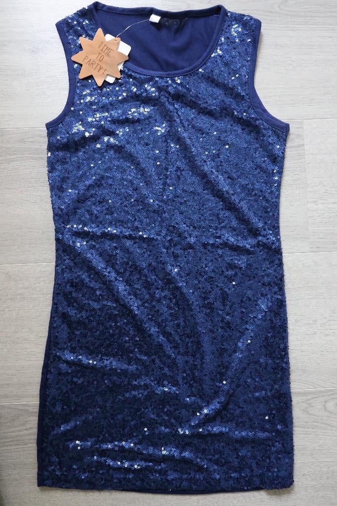 Nieuw glitter jurk blauw feestjurk pailletten, Kinderen en Baby's, Kinderkleding | Maat 140, Ophalen of Verzenden, Nieuw, Meisje