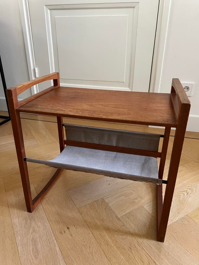 Vintage Kai Kristiansen bijzettafel met lectuurbak, Minder dan 45 cm, Minder dan 55 cm, Gebruikt, Ophalen of Verzenden