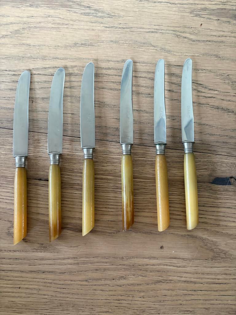 Set van 6 vintage Elesva bakelieten dessertmesjes, Antiek en Kunst, Ophalen of Verzenden