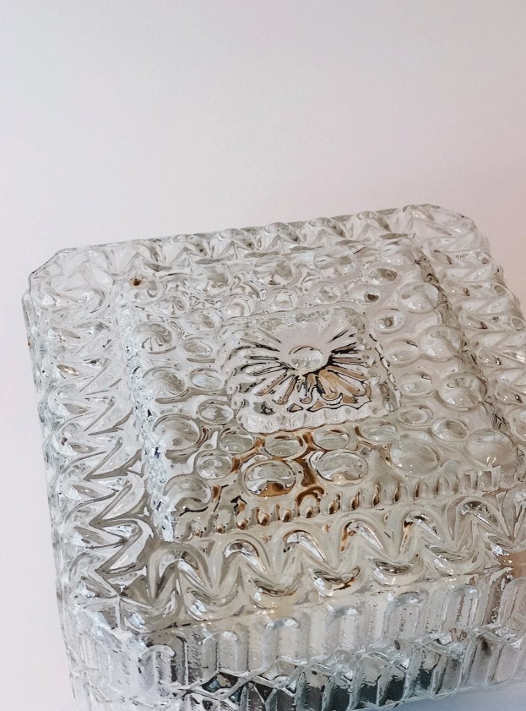 VINTAGE PLAFONNIÈRE GLAS | VIERKANT, Ophalen of Verzenden, -, -, -