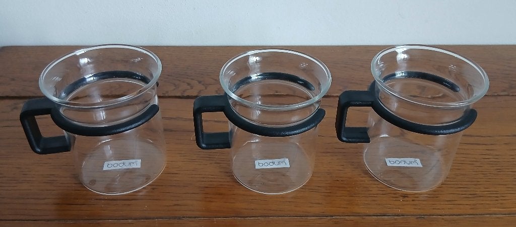 Vintage set van 3 Bodum Picard (Star Trek) theeglazen, Glas of Glazen, Overige merken, Ophalen of Verzenden, Overige stijlen