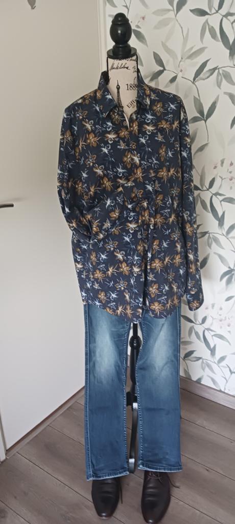 State of Art heren overhemd donkerblauw gebloemd maat XXL, Kleding | Heren, State of Art, Blauw, Ophalen of Verzenden, Zo goed als nieuw