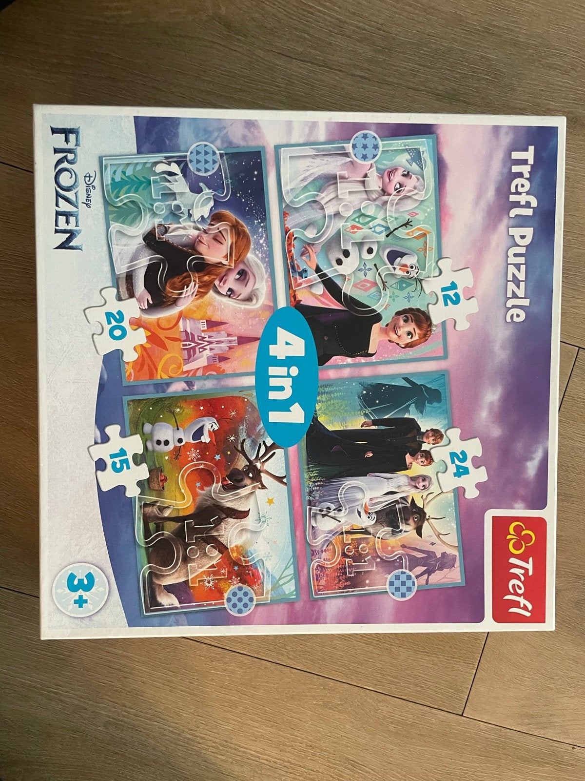 Disney Frozen Trefl Puzzel 4-in-1 (12, 15, 20, 24 stukjes), Ophalen, 10 tot 50 stukjes, Gebruikt, 2 tot 4 jaar