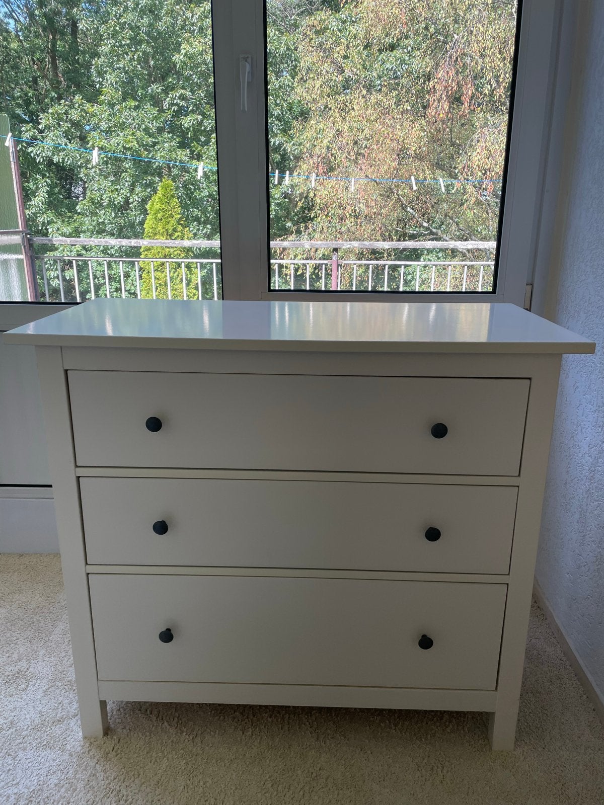 Hemnes Witte ladekast met 3 laden, Ophalen, Gebruikt, Hemnes, 50 tot 100 cm