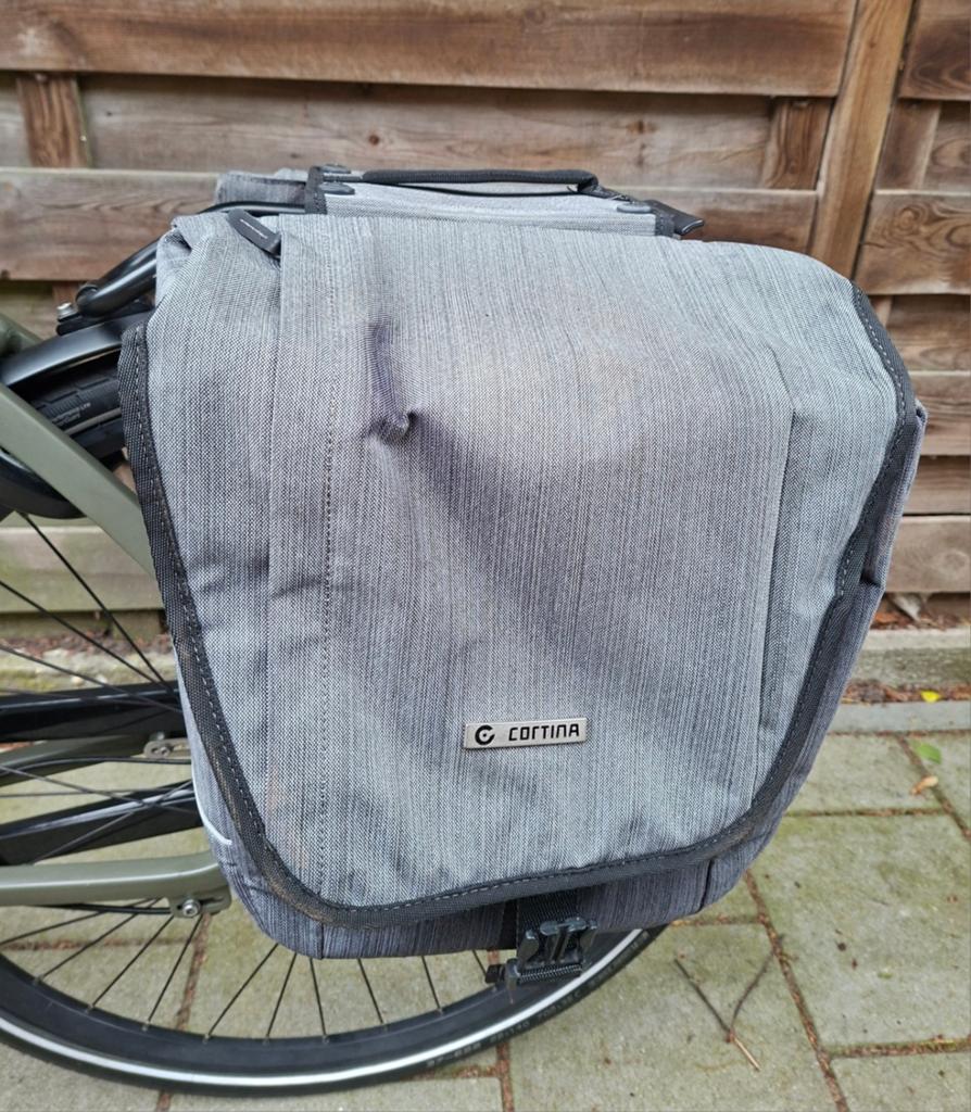 Cortina fietstas dubbel, Riga AVS grijs, Ophalen of Verzenden, Gebruikt, Cortina