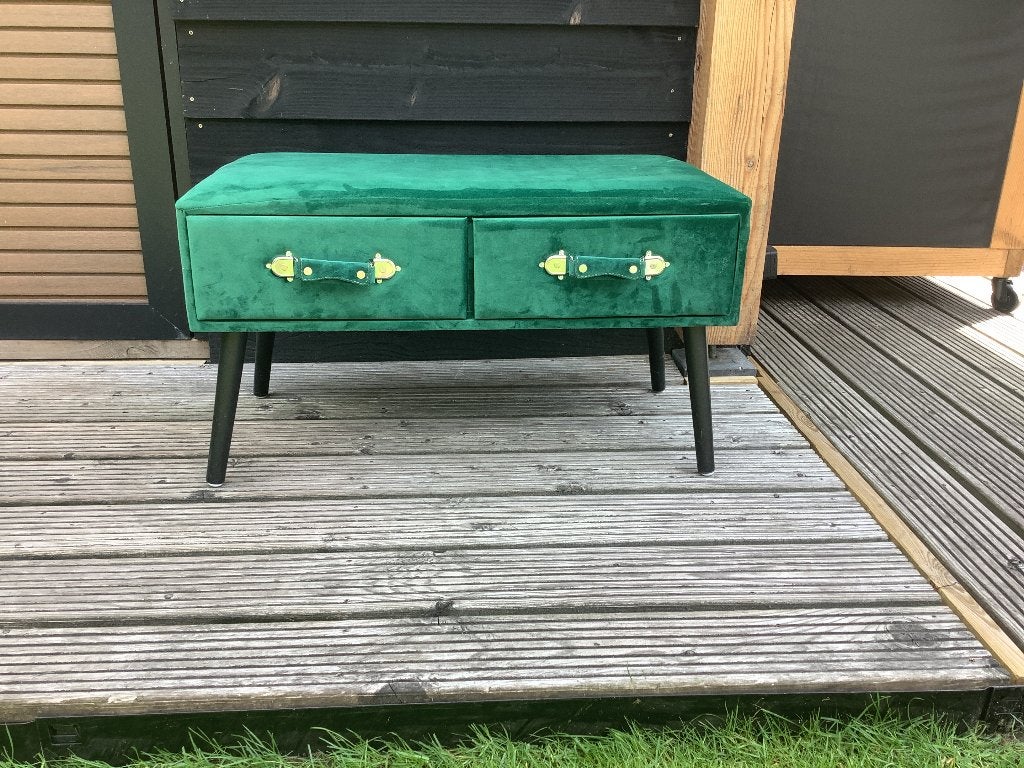 Ladekastje groen velours, Ophalen, 1 of 2 laden, Industrieel modern, 50 tot 100 cm