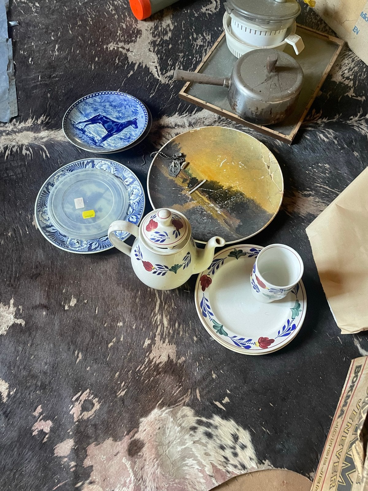 Vintage theeservies en decoratieve borden, Antiek en Kunst, Ophalen of Verzenden