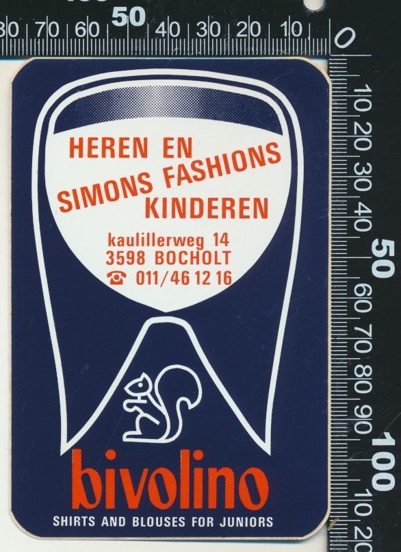 Sticker: Simons Fashions - Bivolino - Bocholt, Verzamelen, Ophalen of Verzenden, Zo goed als nieuw, Bedrijf of Vereniging