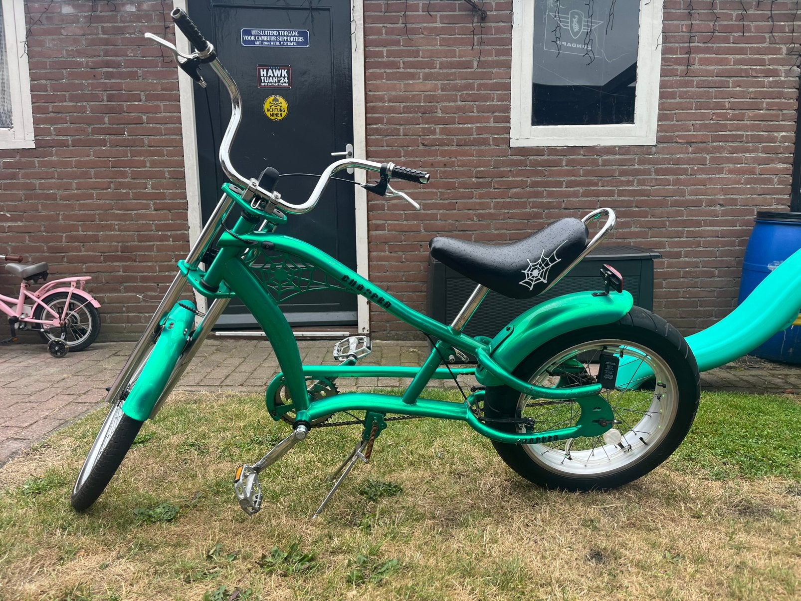 Stoere chopper fiets metallic groen, Ophalen, Staal, Zo goed als nieuw, Minder dan 47 cm