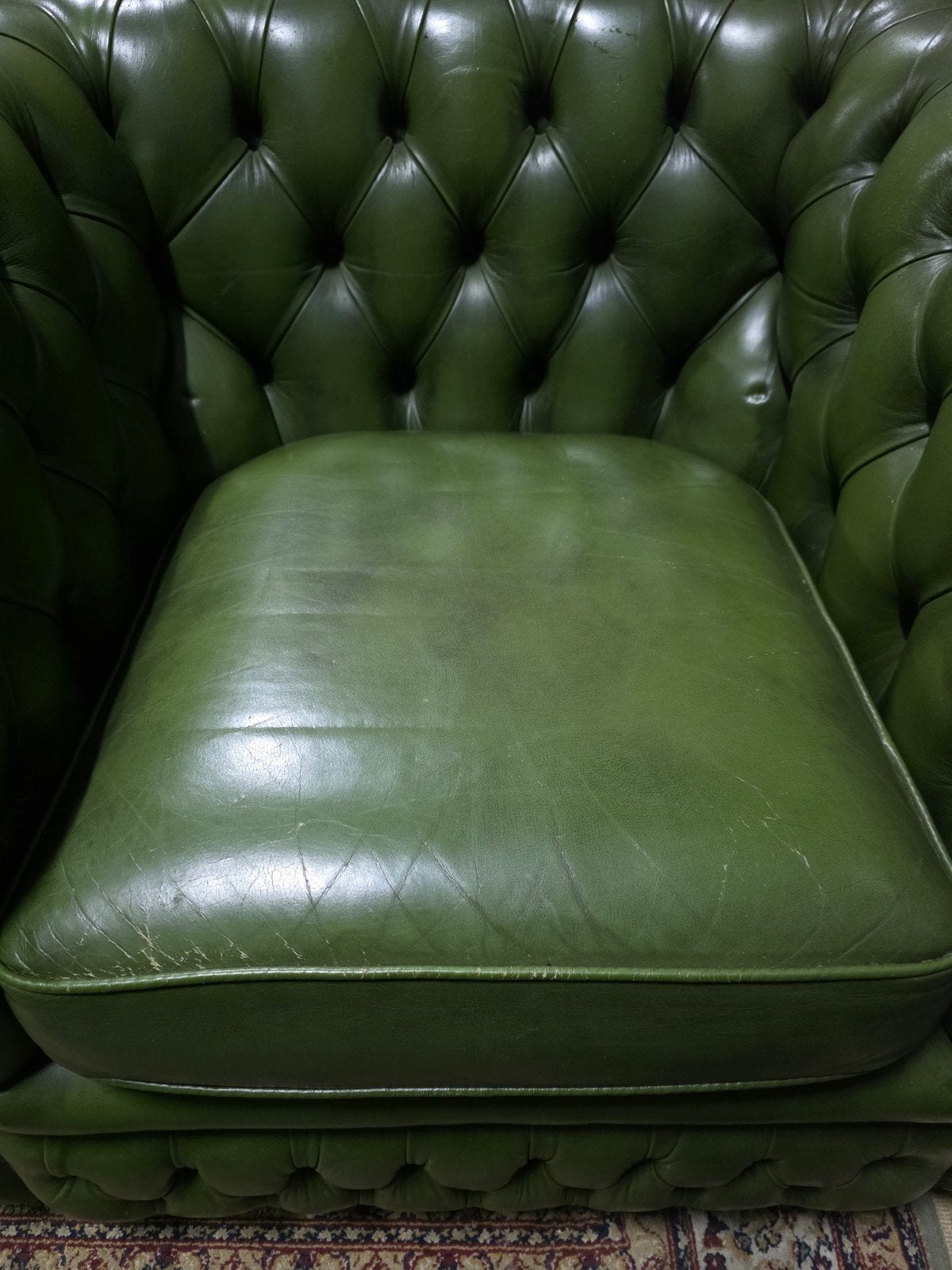 Chesterfield Springvale club fauteuil groen + BEZORGING, Huis en Inrichting, Fauteuils, Gebruikt, ., Chesterfield, Ophalen of Verzenden