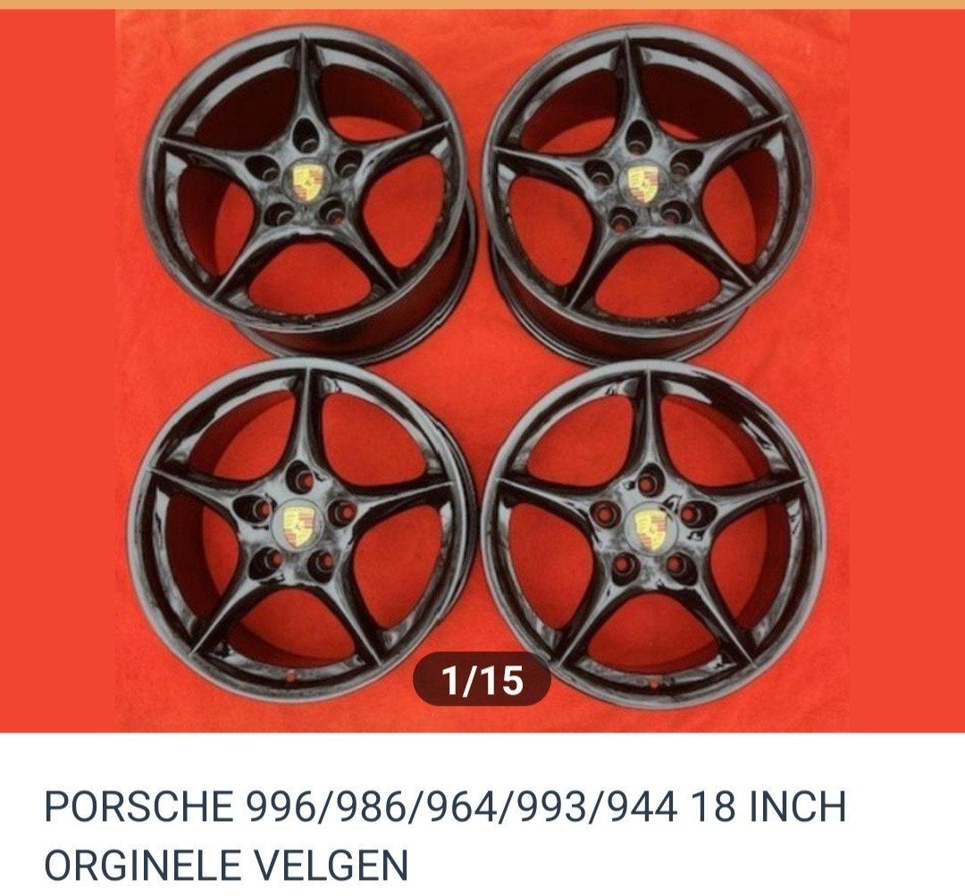 Porsche 911 velgenset met nieuwe all-seasonbanden, Ophalen, 18 inch, Gebruikt, Banden en Velgen