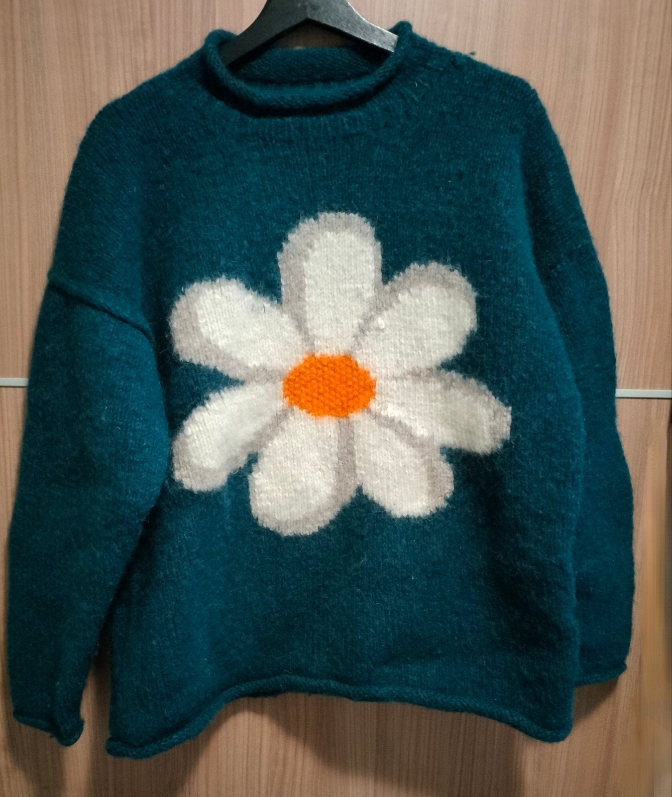 Vintage 90s - 🌼 Flower Trui 100% wol, Ophalen, Gedragen