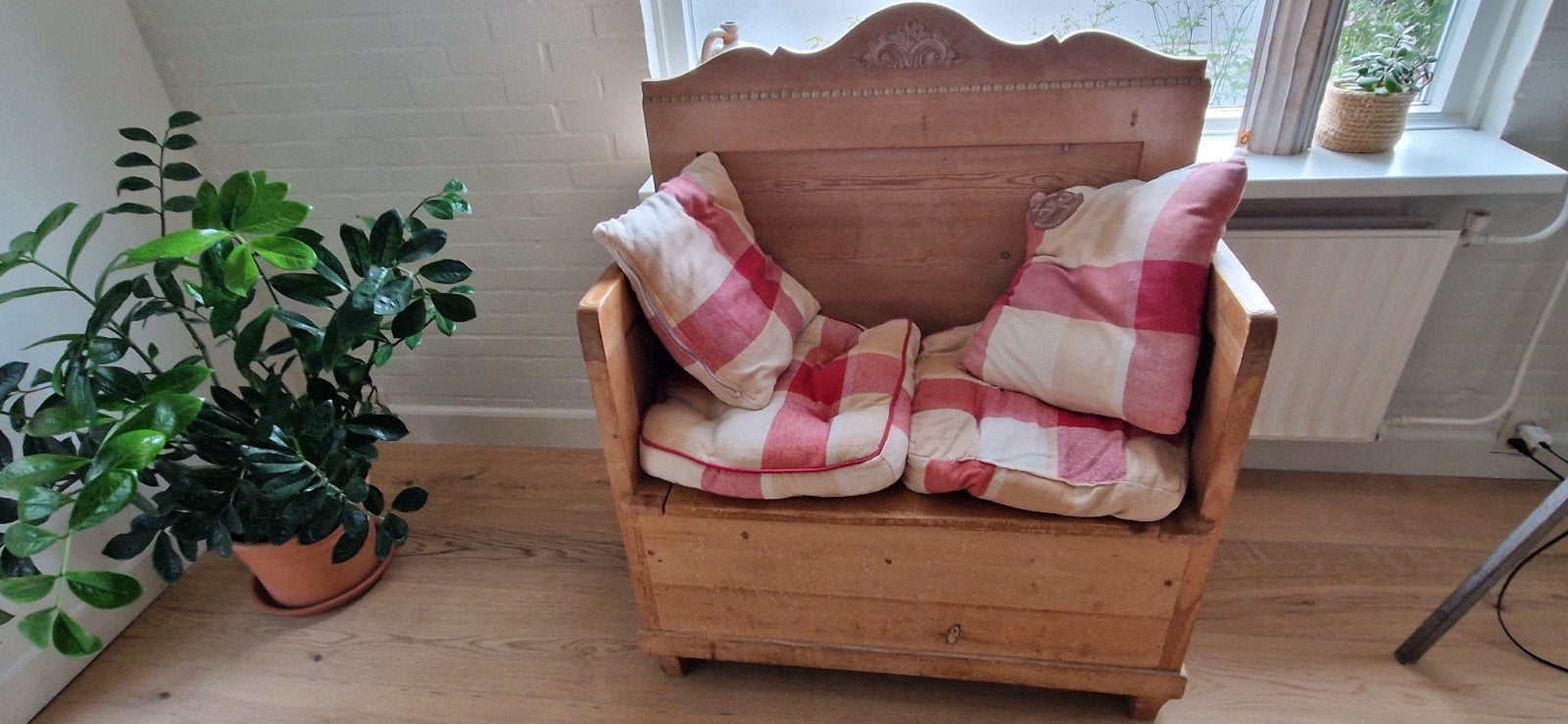 Houten klepbank met opbergruimte, Ophalen, Gebruikt, Minder dan 75 cm, Minder dan 150 cm