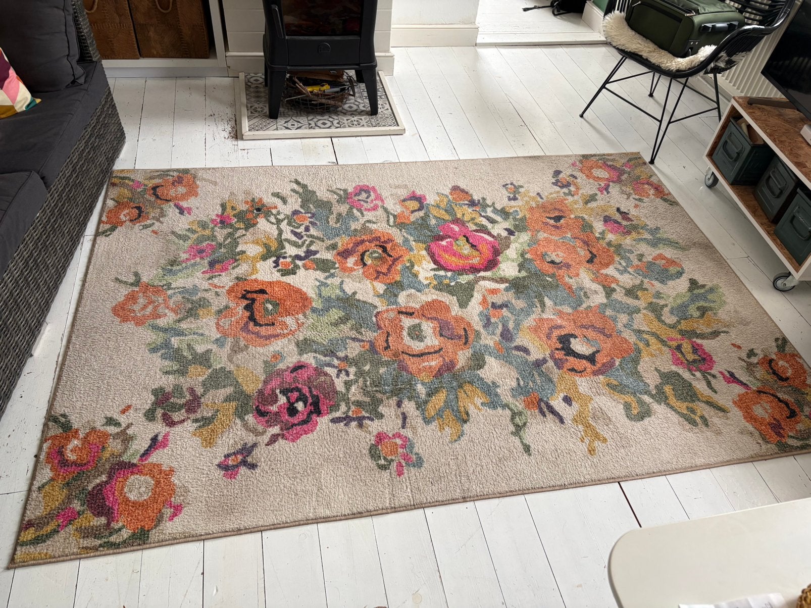 Vloerkleed bloemen Karwei, Huis en Inrichting, Ophalen, 150 tot 200 cm, 200 cm of meer, Zo goed als nieuw